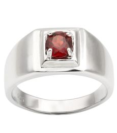 Natural Red Garnet 925 Silver Ring for Men Jewellery Pure Band 55mm Round Crystal Gemstone January Birthstone Birthday Gift R503RGN3022904