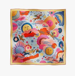 2024 Designer H scarf H shawl twill silk hand-rolled scarf luxury spring and summer large cashmere shawl Helias' Kingdom pattern H tube top scarf 90*90cm five colors
