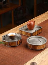 Tea Trays Pure Tin Pot Bearing Dry Bubble Tray Household Simple Zen Small Water Storage Chinese Handmade Mei Fei Table