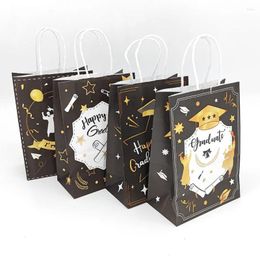 Gift Wrap 12/24Pcs Bachelor Cap Packaging Bag With Handle Happy Graduation Cookiei Box Party Baby Shower Favours For Guest