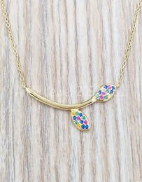 Vermeil Silver With Gemstones Real Mix Leaf Necklace Authentic 925 Sterling Silver pendants Fits European bear Jewelry Style Gift 7863802