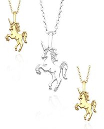 Lovely Unicorn Pendant Necklace For Girls Tiny Unicorn Clavicle Chain Necklace Chokers Animal Jewelry1500896