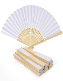 White Folding Elegant Party Decoration Paper Hand Fan Wedding Party Favors mariage Dance 21cm7889109