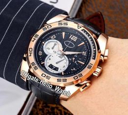 New Kalpa Pershing 002 Rose Gold Case Date PFC5281010300HA1442 Miyota Quartz Chronograph Mens Watch Black Dial Leather Watches H3160121