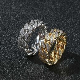 designer designed the fashion explosion 8mm single row zircon guba ring popular hip hop 18k gold mens ring trend brand