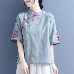Casual Dresses Women's Spring/Summer Embroidered Tang Dress Half Sleeved Chinese Zen Exercise Wear For Women Snow Long Sleeve Shirts
