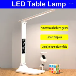 Table Lamps 4800mAh Chargeable LED Lamp USB Touch 3 Colour Stepless Dimmable Desk Alarm Clock Foldable Eye Protection Book