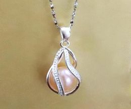 925 Silver ed Teardrop Shape Pearl Bead Locket Cage Sterling Silver Helix Pendant Mounting for DIY Bracelet Necklace Earring3387699