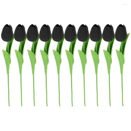 Decorative Flowers 10 Pcs Black Tulip Simulation Tulips Bouquet Plant Decor Delicate Fake For Vase