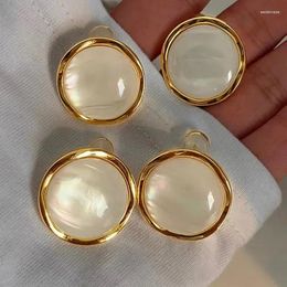 Stud Earrings 2024 Classic Elegant Round Opal For Women Simple And Versatile Luxury Designer Jewellery Korean Fashion Japan