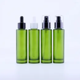 Storage Bottles 2PCS 80Ml Green Thick Glass Dropper Bottle Botella Cristal Empty Cosmetic Packaging Container Vials Essential Oil
