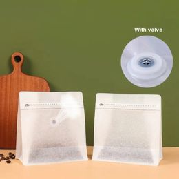 Coffee Beans Packaging Bag White Cotton Paper with Valve Sealed for Powder Nuts Storage Stand Up Reusable Pouch J09