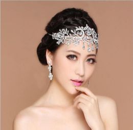 Cheap Bling Silver Wedding Accessories Bridal Tiaras Hairgrips Crystal Rhinestone Headpieces Jewelrys Women Forehead Hair Crowns H7815994