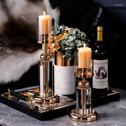 Candle Holders Nordic INS Crystal Holder Metal Gold Candlestick Decoration Candlelight Dinner Wedding Centrepieces