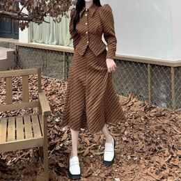 Work Dresses Autumn Winter 2024 Fashion Coat Half Skirt Women's Fragrant Two Piece Set/Suits