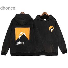 2024 Trend Designer Summer Fashion Trends International Rhude Autumn and Winter New Wash Classic Sunset Print Loose Oversize Couple Hoodie