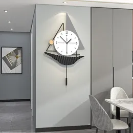 Wall Clocks Sailboat Shaped Clock Nordic Modern Swinging Art Watch Simple Home Decoration Living Room Silent Hanging Horologe