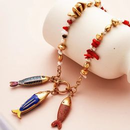 Marine Fish Fashion Choker Necklace Layer Girls Women Ladies Boho Pink Pendant Love Jewellery Geometric Mermaid Accessories 240428