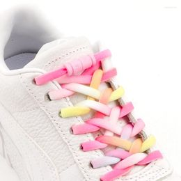 Shoe Parts 1Pair Colourful Laces Without Ties Elastic Shoelaces Round Metal Lock Perfect For Sports Fitness Enthusiasts Lazy Shoes Lace