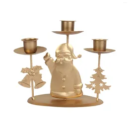 Candle Holders 3 Compartment Living Room Wrought Iron Snowman Festival Dinner Table For Christmas Gift Home Decor Holder Reindeer