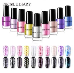 NICOLE DIARY Metallic Stamping Nail Polish Pure Colour Print Stamping Polish Nail Art Shimmer DIY Art Varnish9279670