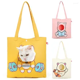 Cat Carriers Pet Canvas Travel Bag Shoulder Outdoor Carrier Cats And Dogs Tote Small Fashionable Breathable Cartoon Printing Cute