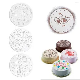 Baking Moulds 4Pcs Plastic Sugar Sieve Art Fondant Decorating Tool Cake Stencil Set Spray Molds Bakeware Template