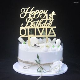 Festive Supplies Personalized Name And Age Happy Birthday Cake Topper Acrylic Mirror Gold Silver Black Custom Color Any