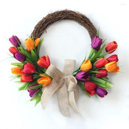 Decorative Flowers Door Garland Artificial Wreath Fake Flower Multicolored Ornament Party