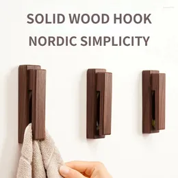 Kitchen Storage Nordic Walnut Beech Towel Hook Strong Viscose Wall Hanging Door Wooden Creativity Free Punching Bathroom Home El