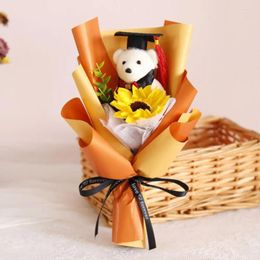 Decorative Flowers Cartoon Graduation Bouquet Stunning Sunflower Lovely Bear Gift Animal Decoration Birthday Party