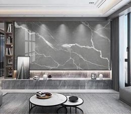 Wallpapers Customise Any Size 3d Wallpaper Grey Marble White Texture Bedroom Coffee Shop TV Background Wall Papel De Pared