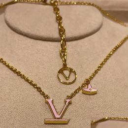 Pendant Necklaces Never Fading Gold Plated Luxury Esigner Pendants Stainless Steel Letter Choker Necklace Chain For Men Women Jewellery Otmsl