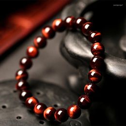 Strand Minimalist 8MM Natural Stone Prayer Beads Tiger Eye Bracelet Handmade Red Brown Braclet For Men Yoga Jewelry Homme