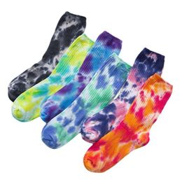 Men's Socks Double needle pile tie dyed mid tube damp socks ins socks tie dyed mid tube cotton socks children
