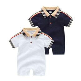 Rompers Newborn Baby Romper Designer Clothes Summer Toddler Girl Boy Short Sleeve Shirt Cotton Jumpsuit Stripe Infant Drop Delivery Ki Otxam