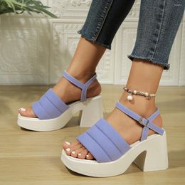 Sandals Female Shoes On Sale 2024 Brand Summer Women's Square Toe Solid Open High Heels Water Proof Casual Women