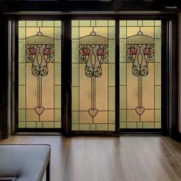 Window Stickers Custom Size Stained Glass Film Vintage Static Cling For Kitchen Bathroom Bedroom Sliding Door Home Decor