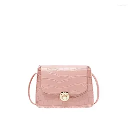 Shoulder Bags Korean Version Of The Slanted Cross Mobile Phone For Women Color Stone Grain Mini Pink A010