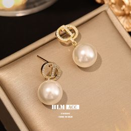 Large pearl earrings 2024 new trendy sterling silver needle light luxury high-end temperament earrings spring and summer women earrings