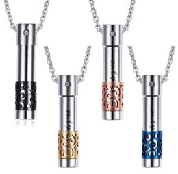 stainless steel cylinder urn pendant necklace for memorial human being cremation ashes chain 206065668