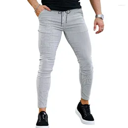 Men's Pants 2024 Summer Product Small Foot Fashion Casual Lace Up Slim Fit Striped