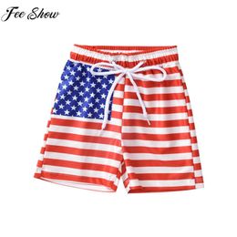 Shorts Childrens casual shorts with printed elastic waistband and drawstring swimsuit beach vacation summer clothing swimsuit d240510