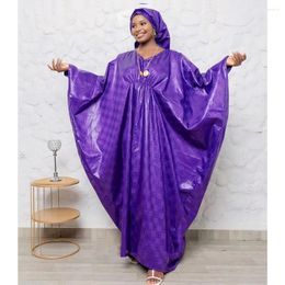 Ethnic Clothing 2024 African Bazin Riche Dashiki High Quality Original Nigeria Basin Purple Dress For Wedding Party Plus Size Women Rob