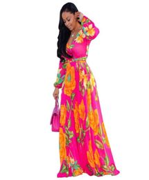 Floral Print Long Maxi Dress Women Summer 2019 Boho Beach Dress Long Sleeve Evening Party Dress Tunic Vestidos Plus Size XXL2203827