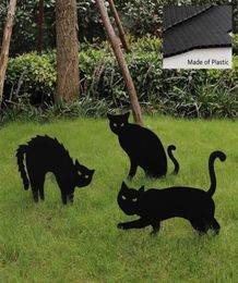 Party Decoration Halloween Props Black Cat Silhouette Yard Sign Lawn Stakes Terror Supplies Interesting3239754