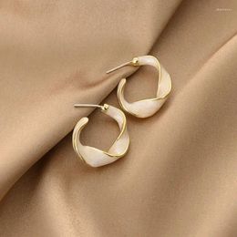 Stud Earrings 2024 Simple And Versatile White Cross Hoop For Girls Fashion Circle Jewelry