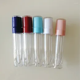 Storage Bottles Wholesale Cosmetic Lipgloss Packaging Containers 8ml Empty Tubes Round Clear Lip Gloss Red Pink Tube