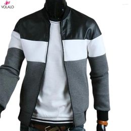 Men's Jackets VOLALO Men Jacket Oblique Pockets Handsome Stand-up Collar Three-color Contrast Splicing Autumn Coat For Outdoor Drop