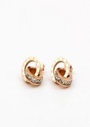 Fashion Titanium steel Small Crystal Roman earring for woman Jewellery Digital Dual Lady Allmatch Love Earrings Jewellery Earrings6178737